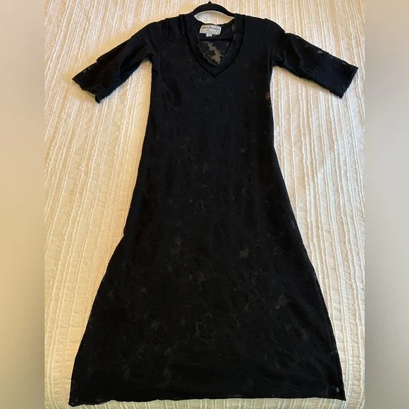 Y2K 90’s  Ann Farriday One Size Dress Stretch Lace 3/4 Sleeve EUC whimsygoth - Picture 5 of 8